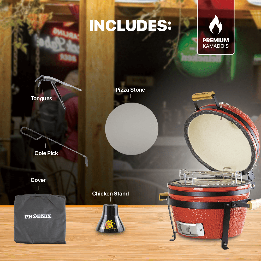 Kamado Mini Phoenix 16" Tabletop Grill (Red) — image 3