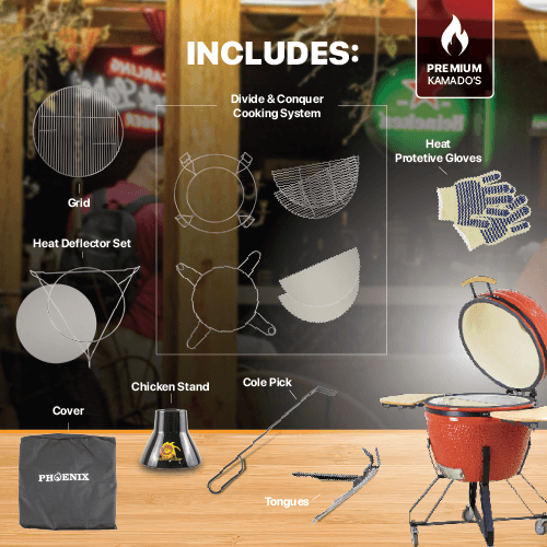 Kamado Large Phoenix 23" Ceramic Grill (Red) — image 3