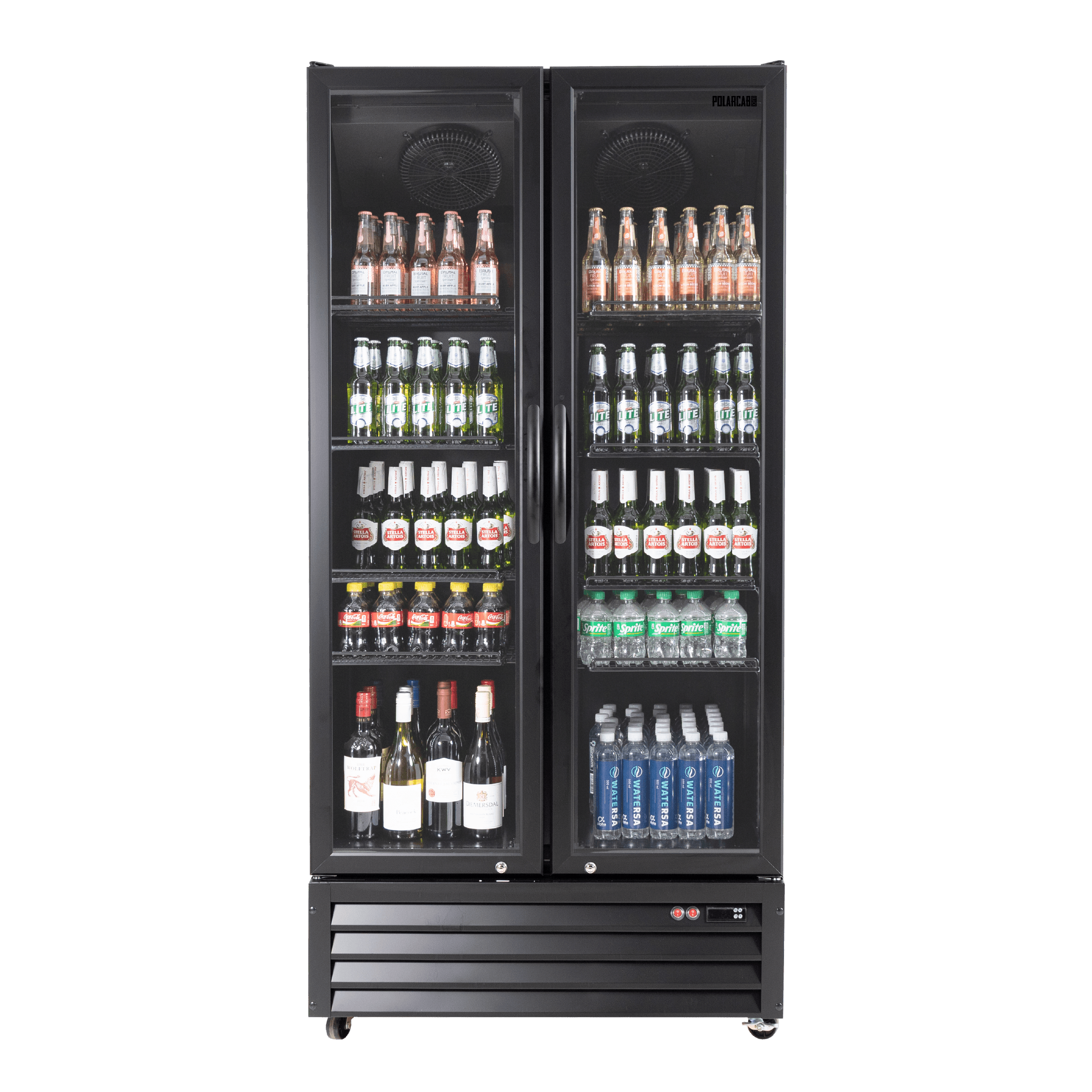 PolarCab Black Double Glass Door Upright Fridge (URP0940) — image 2