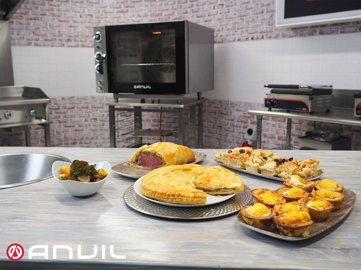 Quiches and roasts cooked on Anvil equipment