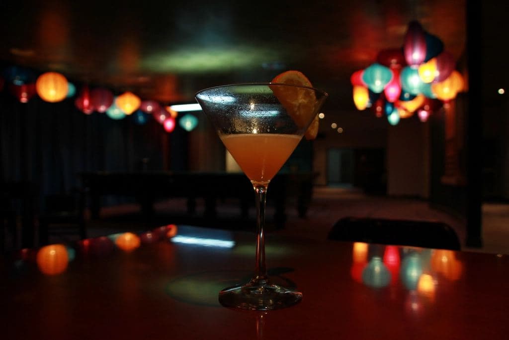 Cocktail served on a bar counter