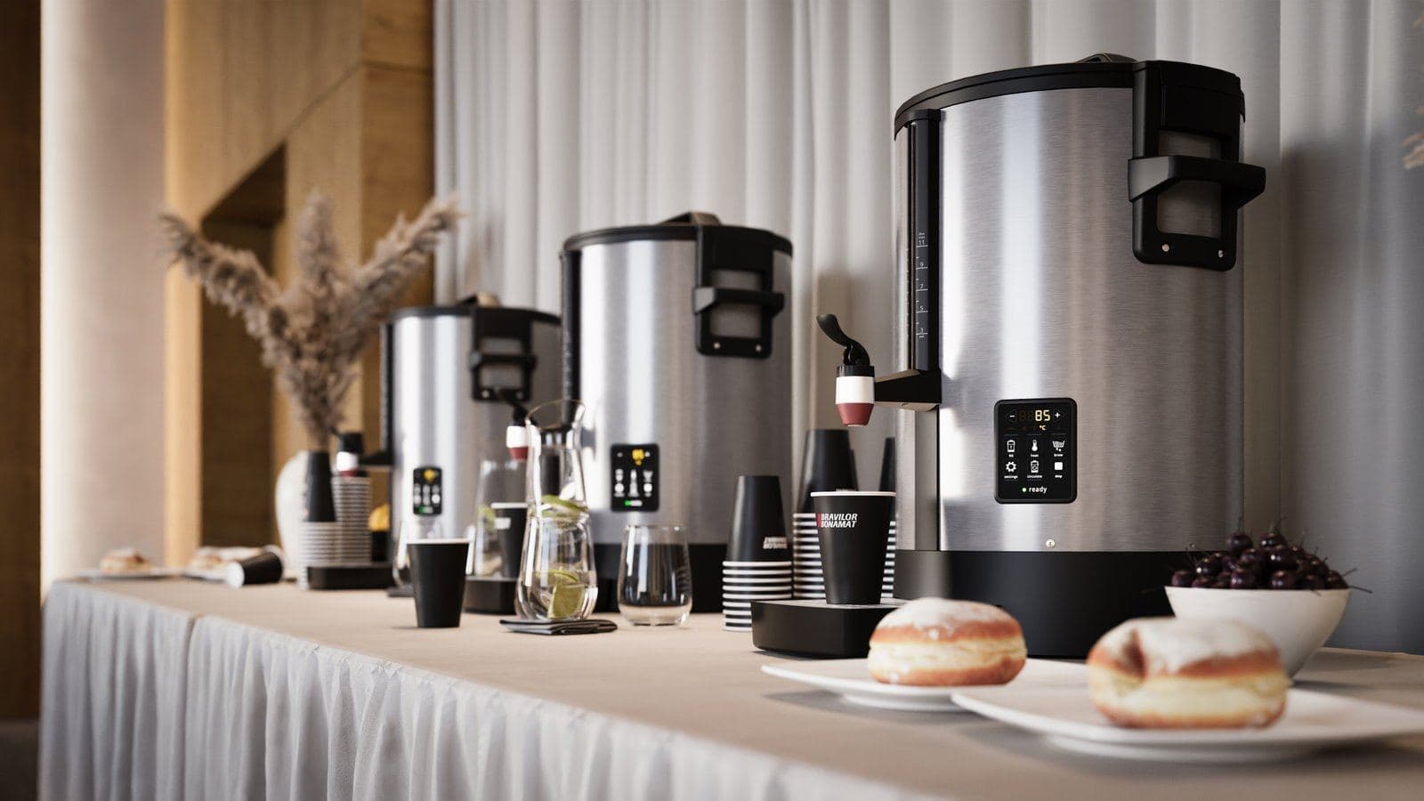 Bravilor bulk coffee brewers on a conference buffet