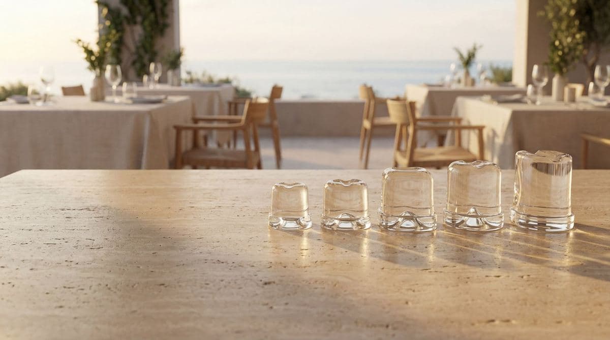 Brema cube ice on a restaurant terrace table
