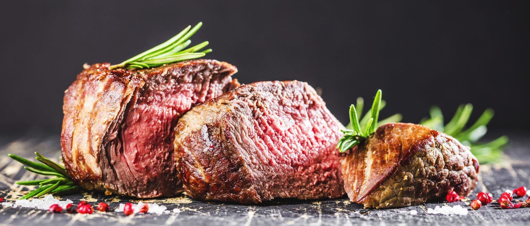 Roast beef sliced on a board