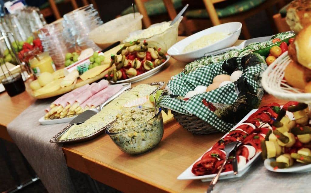 Buffet table laid out for a function