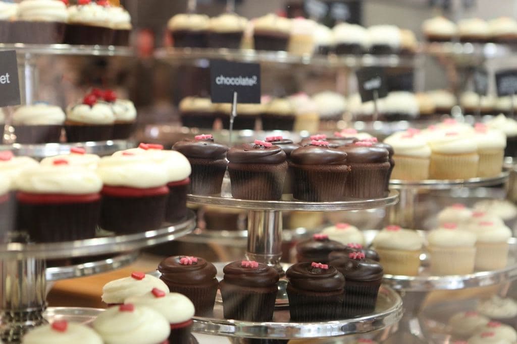 Cupcakes on tiered display stands