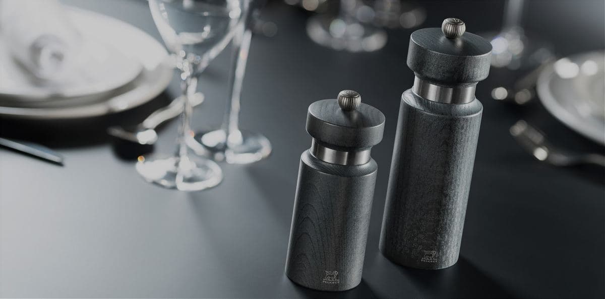 Peugeot mills on a restaurant table