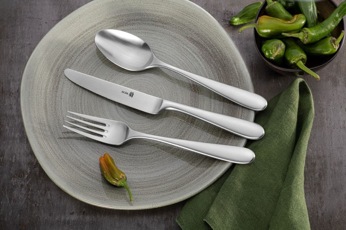 Sola cutlery on a stoneware plate
