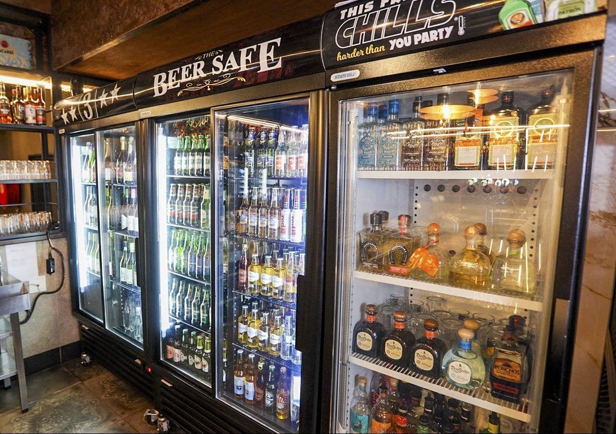 A row of Staycold coolers in a bottle store