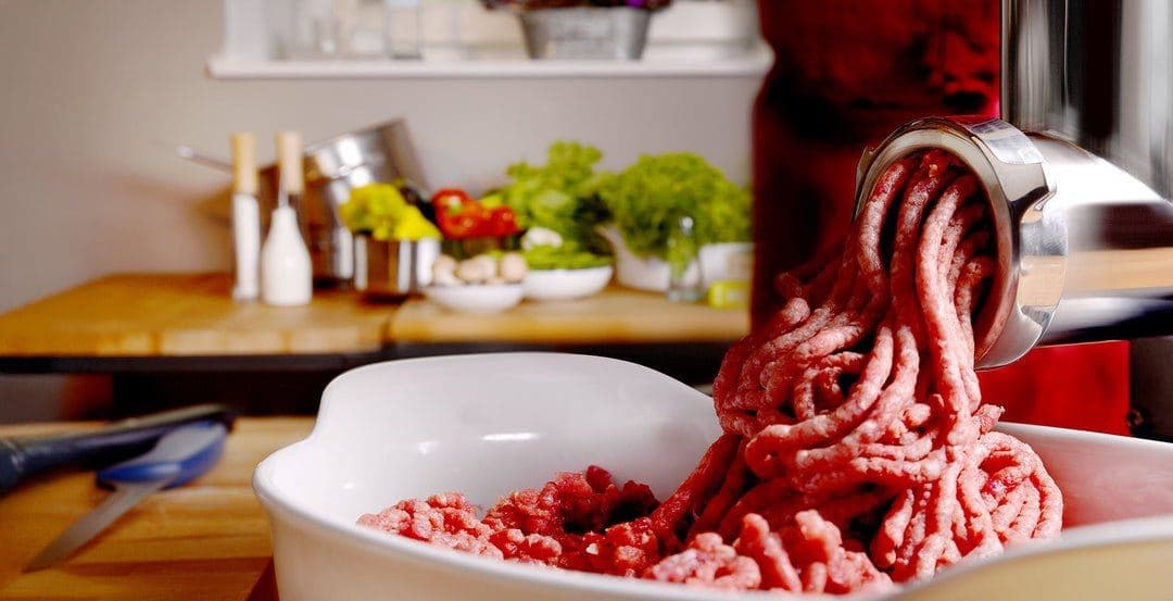 Mince coming out of a Tre Spade mincer