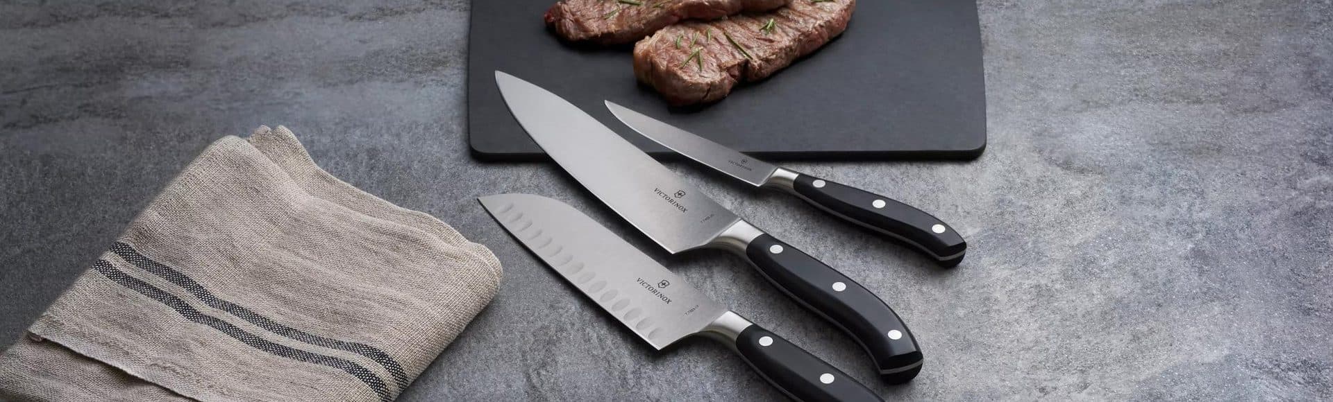 Victorinox knives on a board