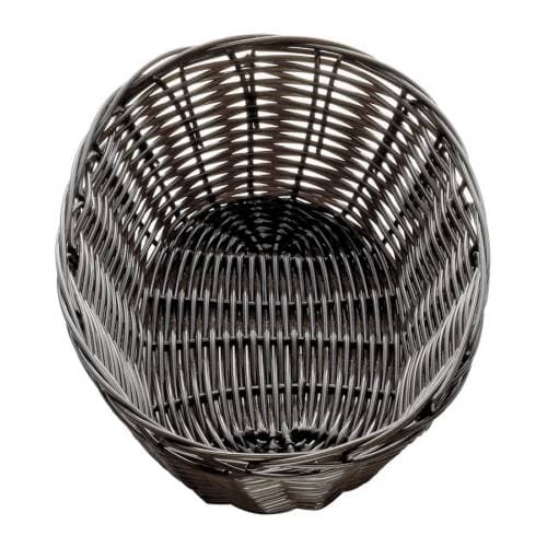 Bread Basket Woven Plastic Dark Brown Round - 220 x 200mm