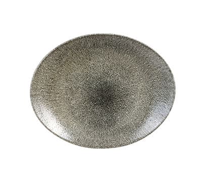 RAKU QUARTZ BLACK - OVAL COUPE PLATE - 31.7 X 25.5CM (12)