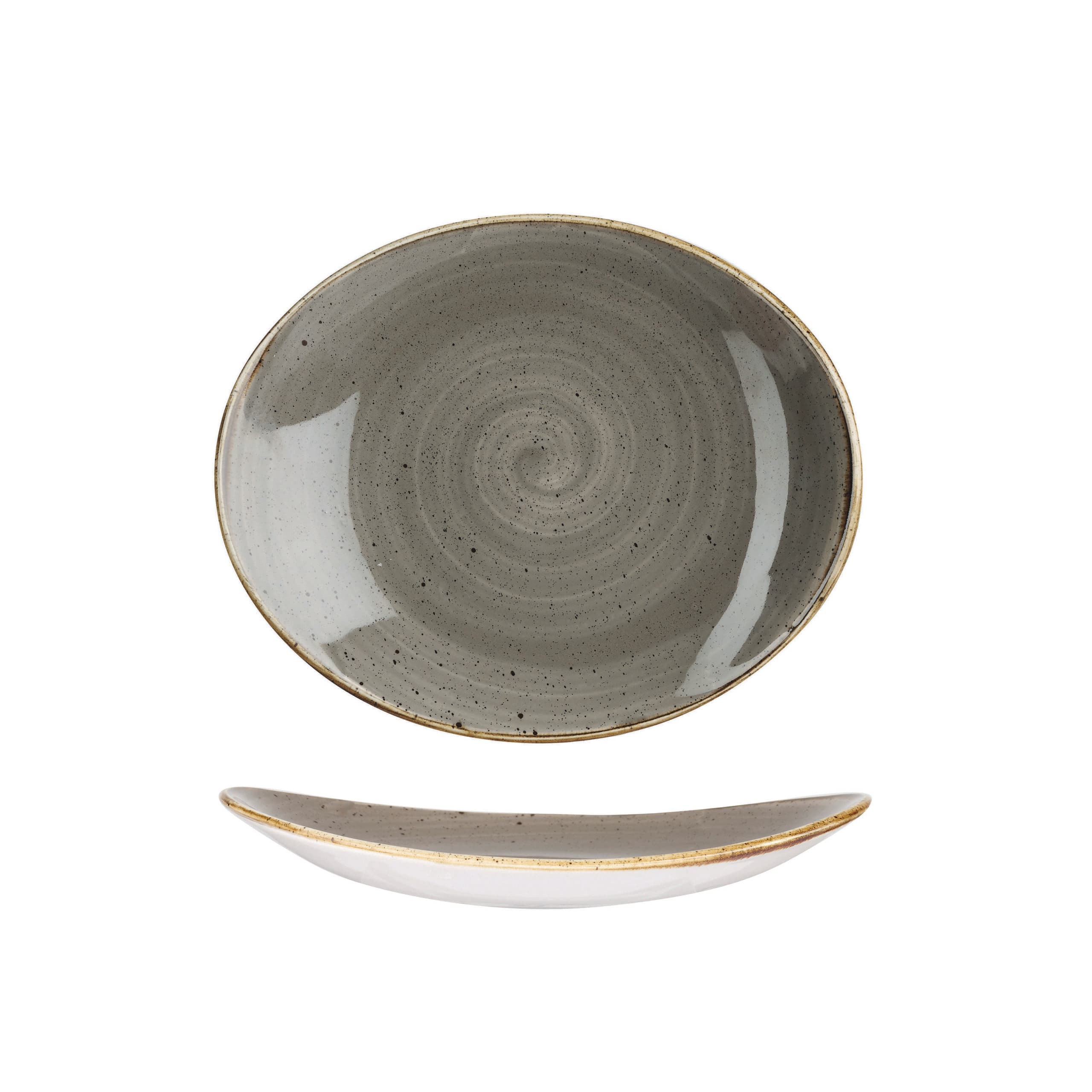 PEPPERCORN GREY – OVAL PLATE 19.2CM (12)