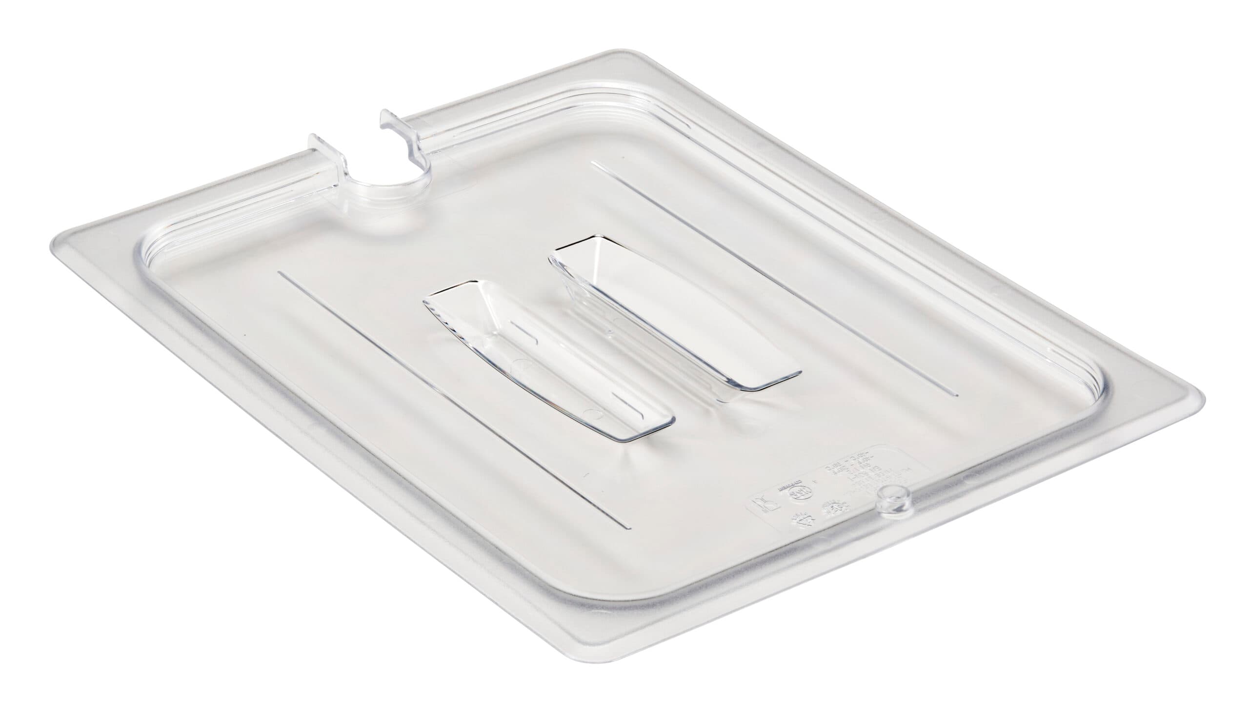 POLYCARBONATE CLEAR LID WITH HANDLE - NOTCHED - FOR 1/2 PANS