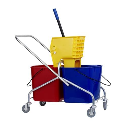 PLASTIC DOUBLE BUCKET & WRINGER - 2 X 25LT - PLASTIC FRAME