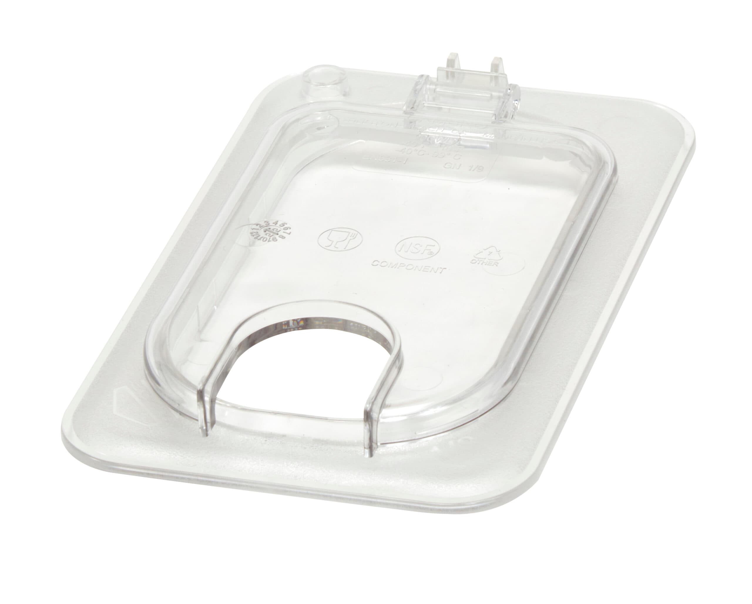 POLYCARBONATE CLEAR HINGED FLIP LID WITH NOTCH FOR 1/9 PANS