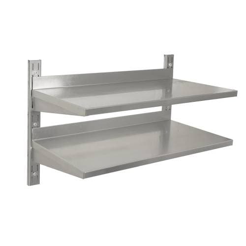 S/STEEL WALL SHELVING DOUBLE - 1200 X 300MM
