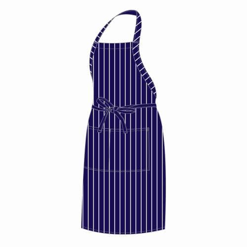 Chefs Uniform Full Bib Apron Butchers (Blue) Stripe