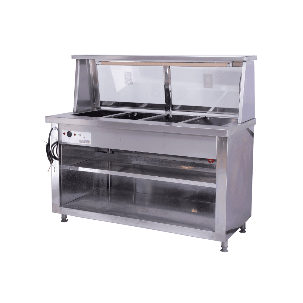 4 Division floor model bain marie & sneeze guard