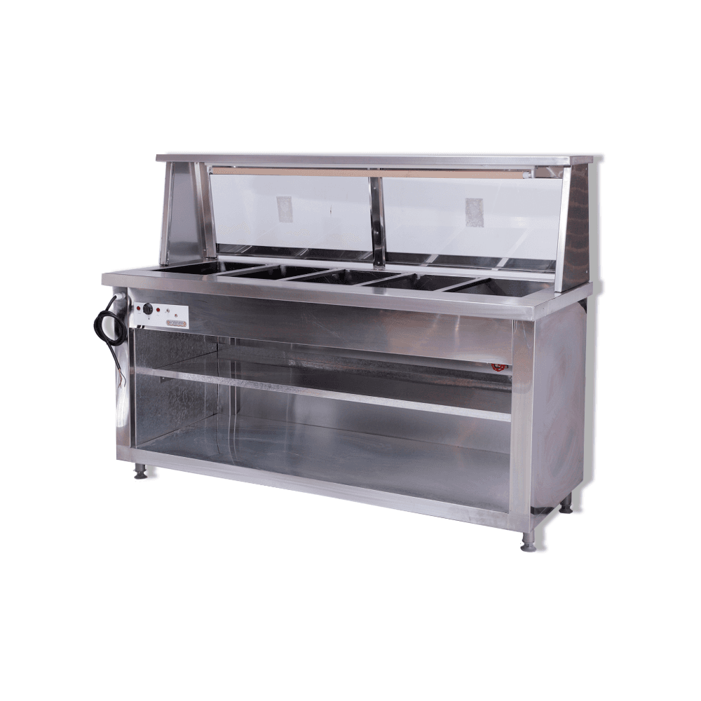 5 Division floor model bain marie & sneeze guard