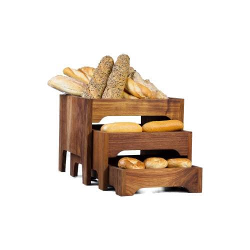 WOOD THREE TIER BREAD STAND (395 X 395 X 330MM - COMPLETE) INFINITI