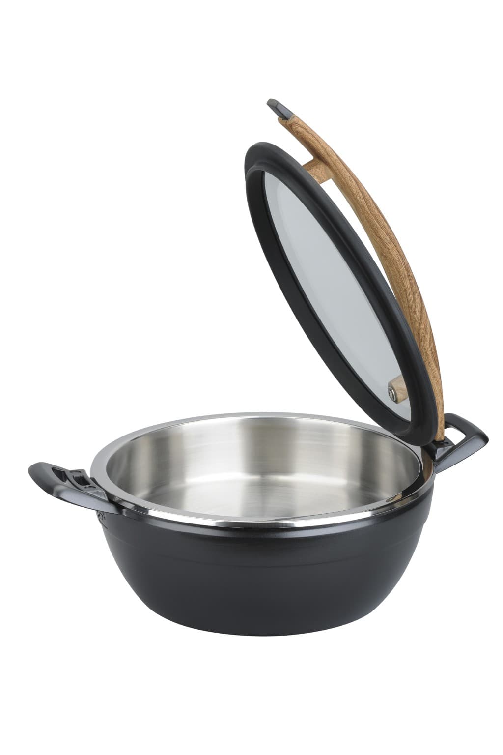 ARTISAN ROUND CASTING CHAFER WITH WOODEN HANDLE L449 X W330 X H209MM 4.5LT