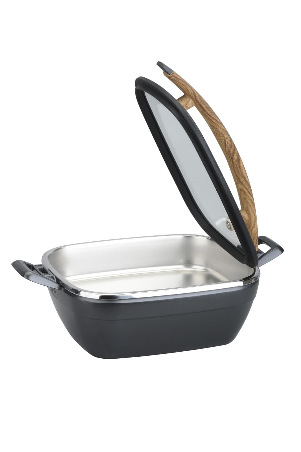 Artisan Square Casting Chafer with Wooden Handle L460 x W280 x H206mm 4.5L