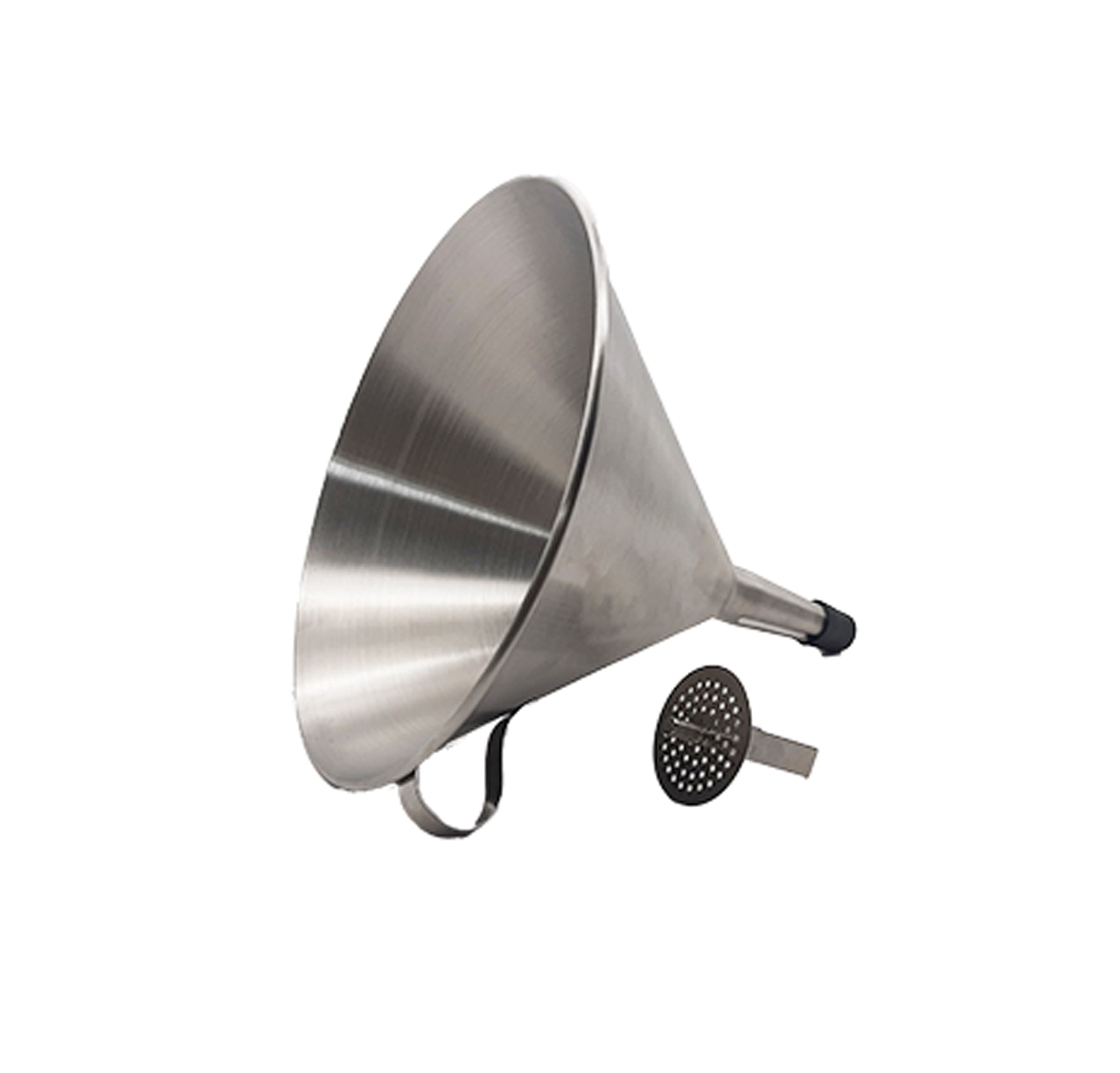 FUNNEL ROUND - S/STEEL WITH REMOVABLE STRAINER - 200MM