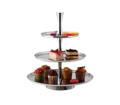 PASTRY STAND - S/STEEL - 3 TIER D438 X H495MM