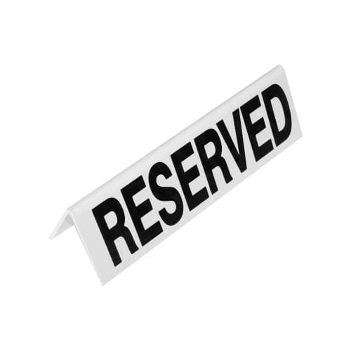 Reserved Table Sign Plastic - White