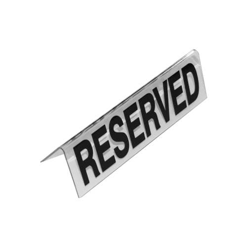 RESERVED" TABLE SIGN PLASTIC - CLEAR