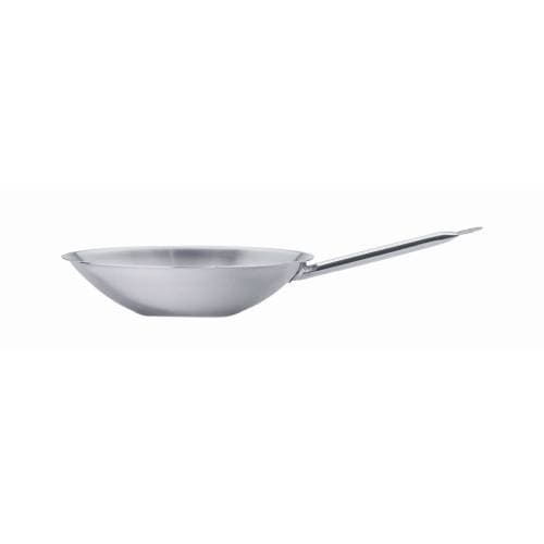 WOK - ROUND FLAT BOTTOM - S/STEEL - 360MM