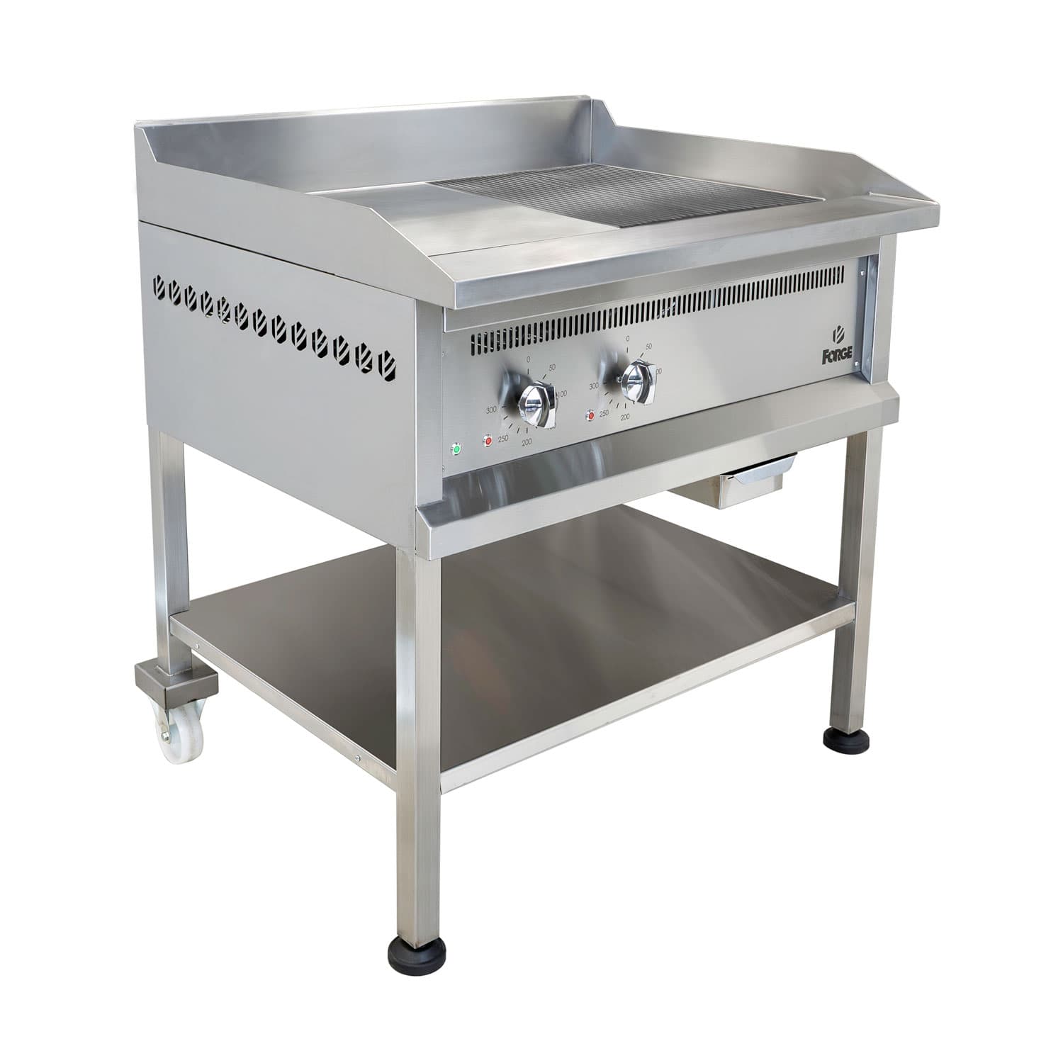 HEAVY DUTY - GRILLERS - FLOOR STANDING - HALF FLAT GRILL/HALF RIBBED TOP - ELECTRIC - 900