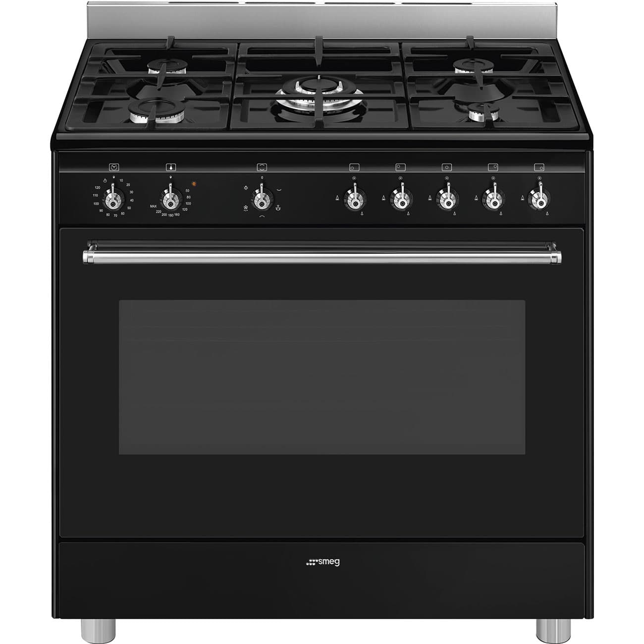Smeg 90cm Concerto Full Gas Cooker - Black (SSA91GGBL2)
