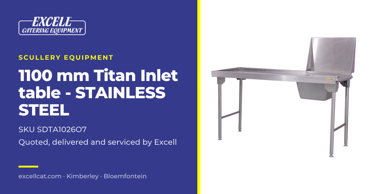 1100 mm Titan Inlet table - STAINLESS STEEL — Excell Catering Equipment