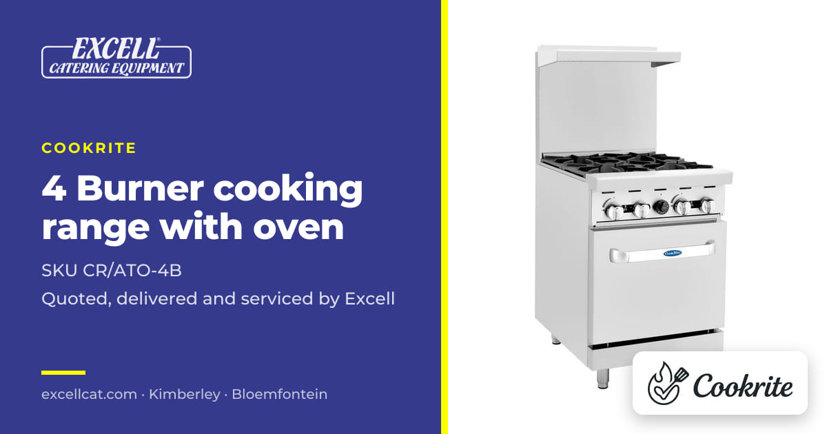 4 Burner cooking range with oven — Excell Catering Equipment