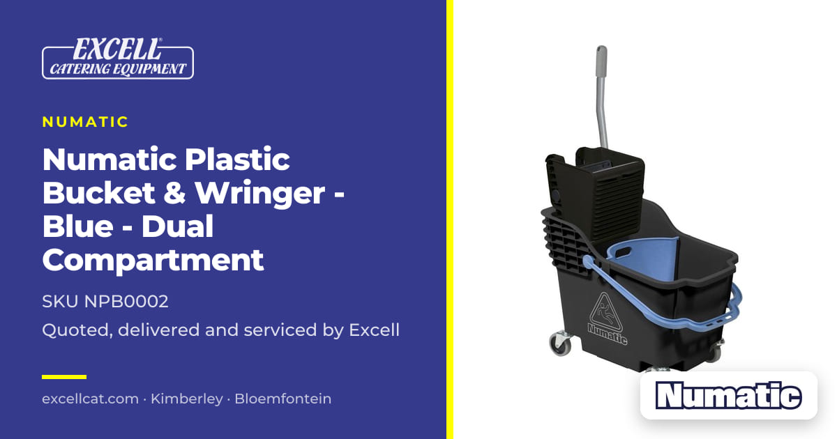 NUMATIC PLASTIC BUCKET & WRINGER - BLUE - DUAL COMPARTMENT — Excell ...