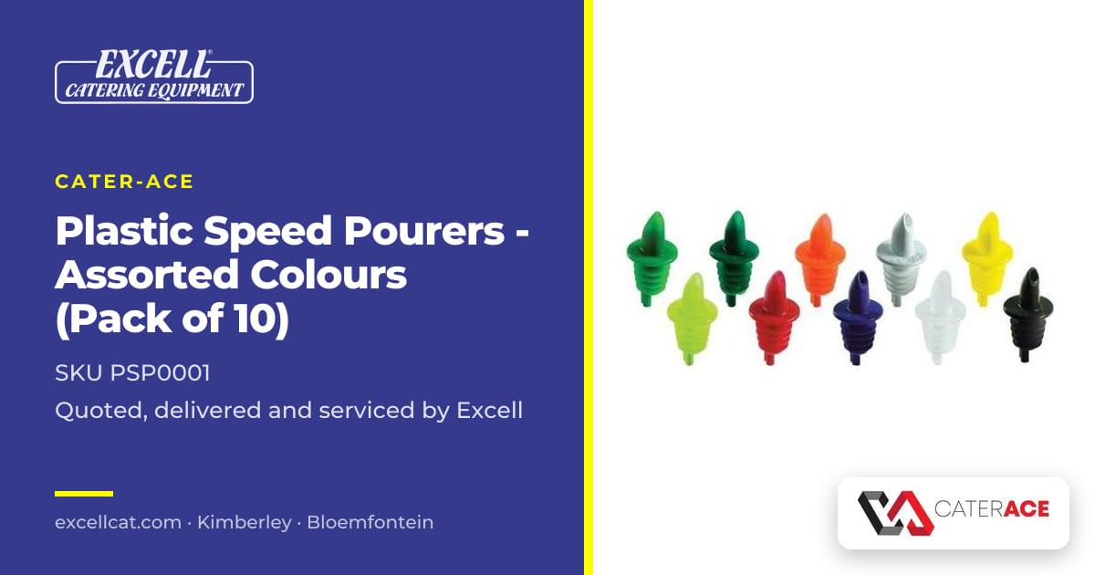 PLASTIC SPEED POURERS - ASSORTED COLOURS (PACK OF 10) — Excell Catering ...